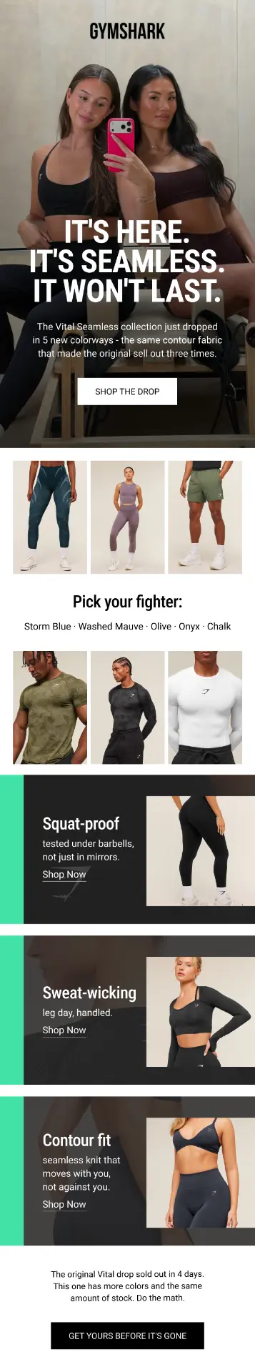 Gymshark product drop email design