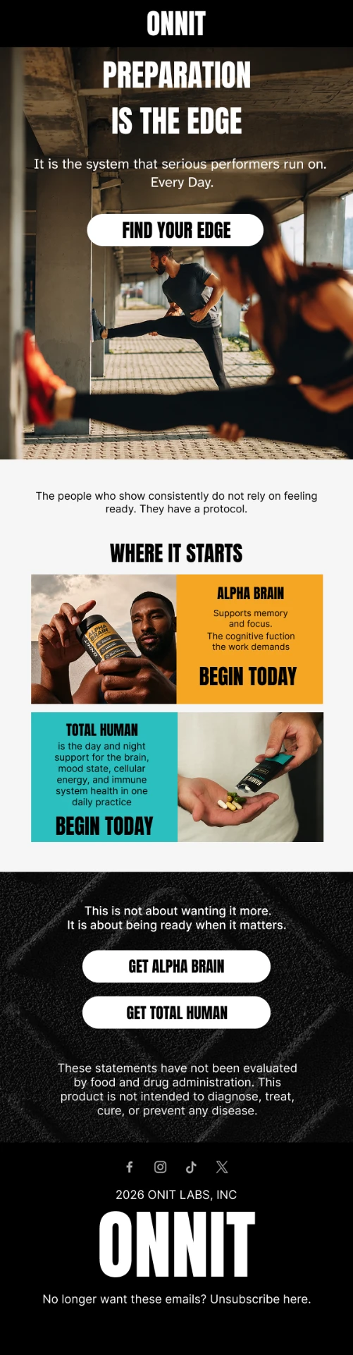 Onnit preparation email design